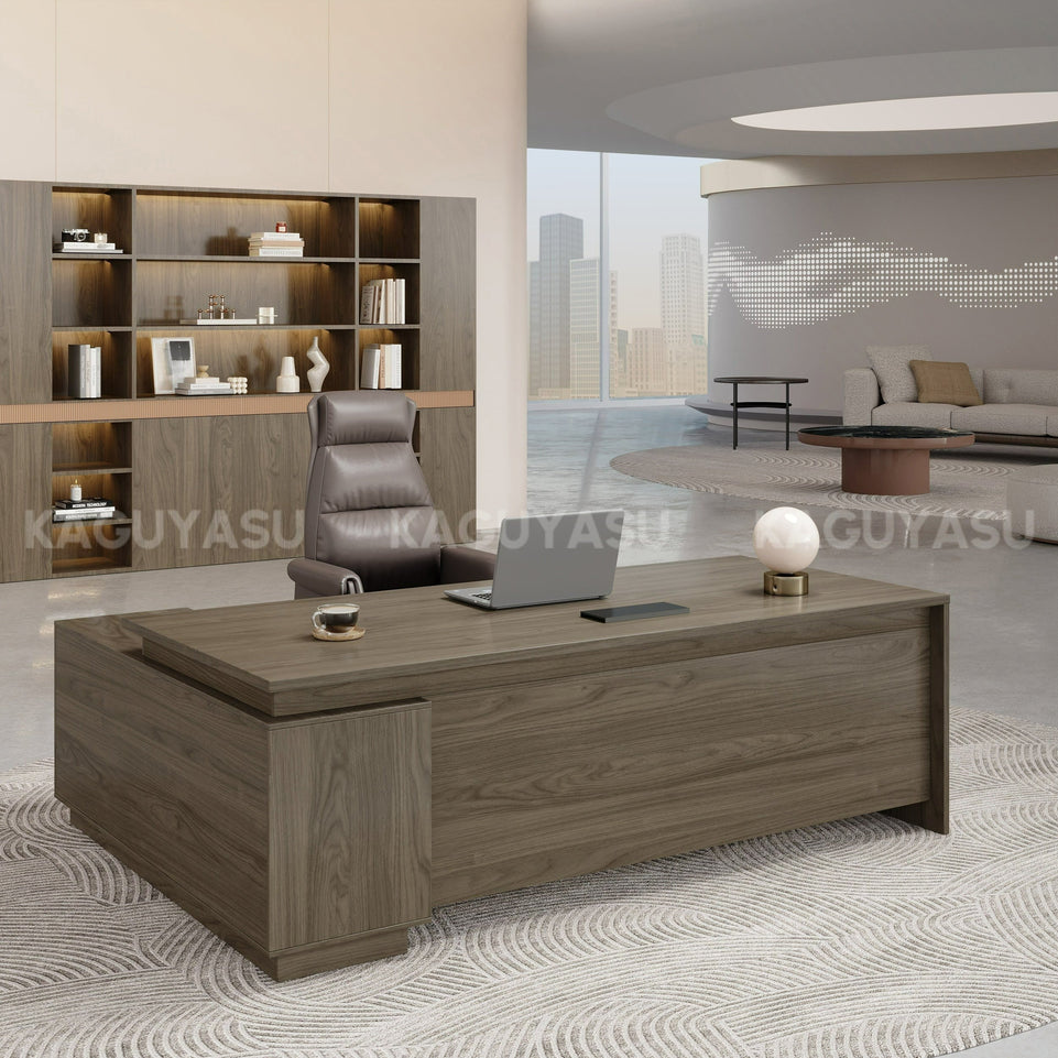 (In Stock) L Shaped Executive Desk With Storage And Privacy Panel LBZ-2141