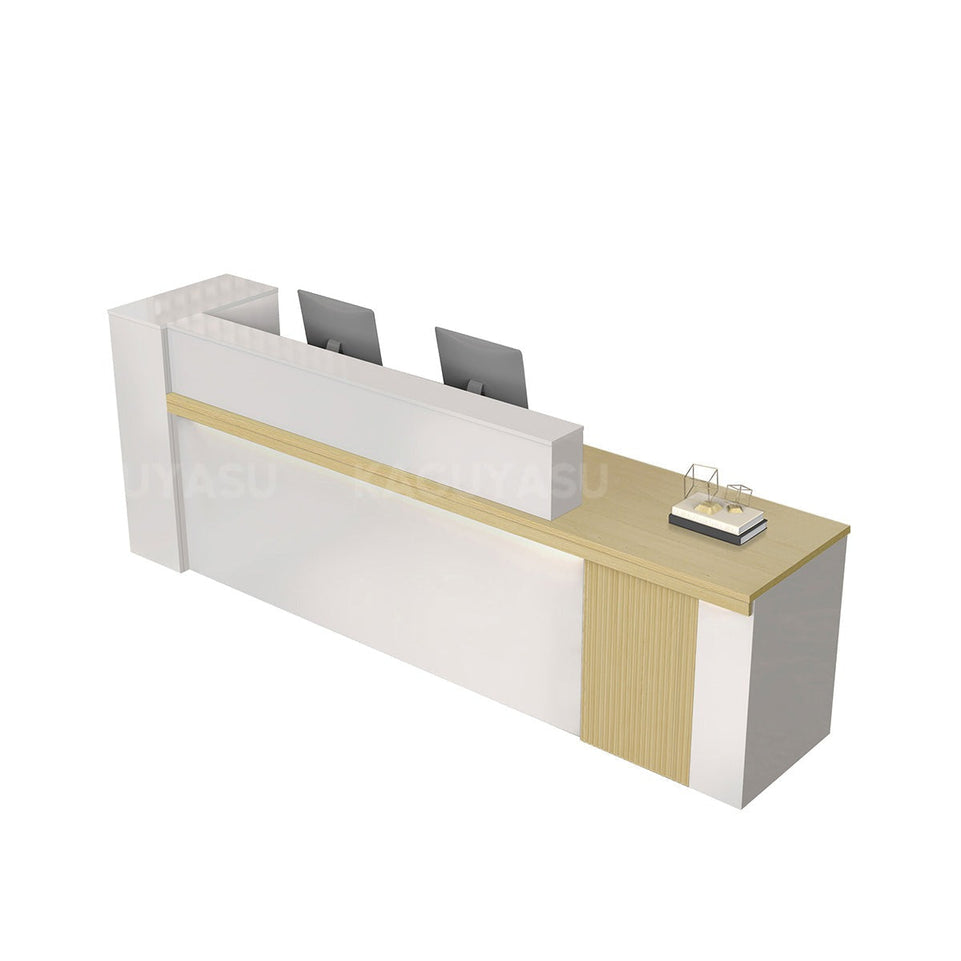 (In Stock) Sleek Reception Desk with LED Strip Lockable Drawers and Cable Grommets JDT-2217