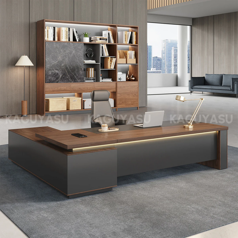 Modern High-End Executive Desk with Thick Desktop and Spacious Under-Desk Clearance LBZ-2143N
