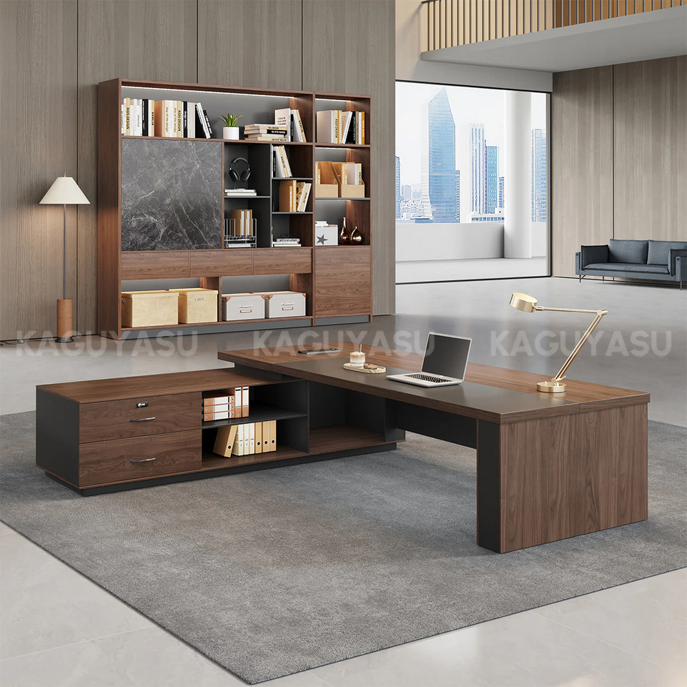 Modern High-End Executive Desk with Thick Desktop and Spacious Under-Desk Clearance LBZ-2143N