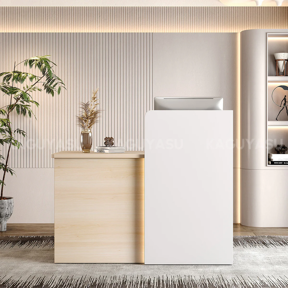 Elegant Reception Desk with Cable Management and Secure Storage for Offices MBS-JDT-3002