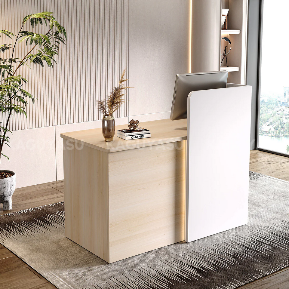 Elegant Reception Desk with Cable Management and Secure Storage for Offices MBS-JDT-3002
