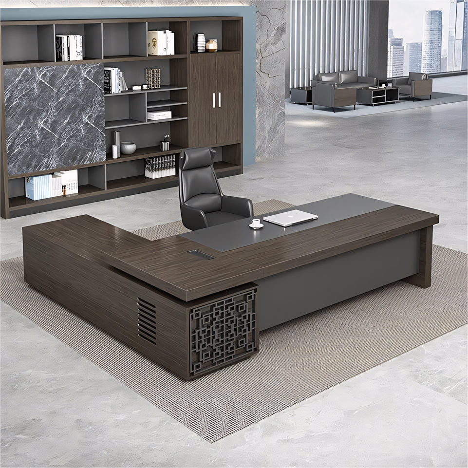 Classic L Shaped Office Desk Large Capacity LBZ-607