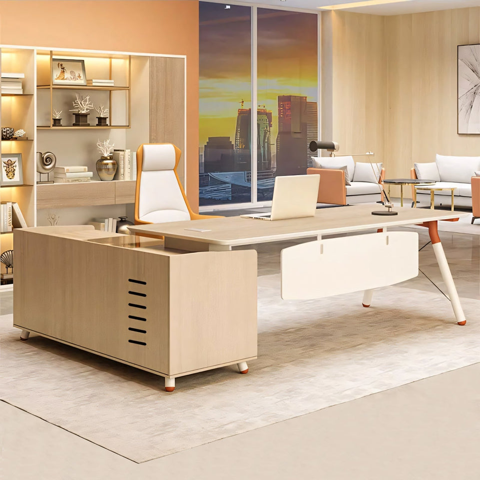 Stylish Executive Desk With Skirt Panel And Side Cabinet LBZ-10195