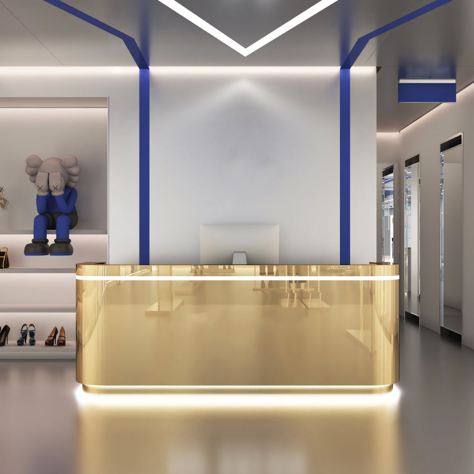 Salon Office Store Reception Desk with Fully Assembled Feature and Stainless Steel Surface JDT-1028