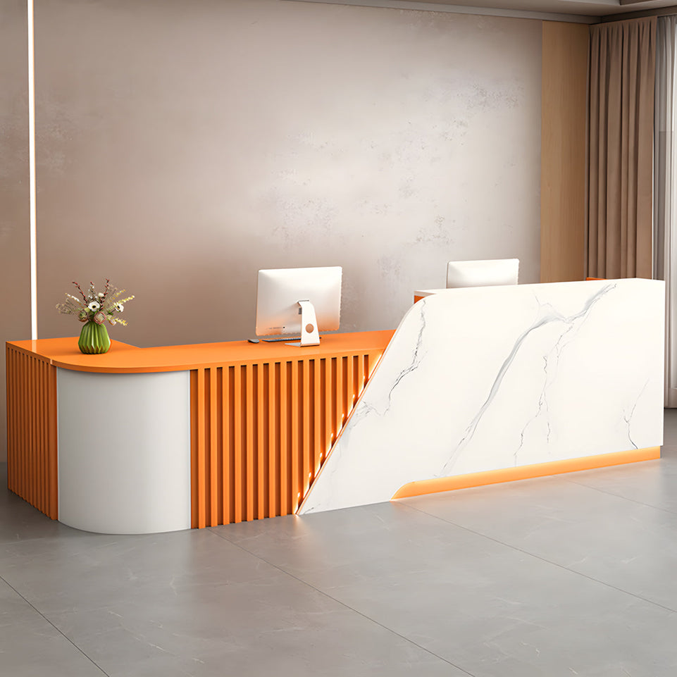 Modern L-Shaped Reception Desk with Storage Cabinet for Office Reception Area JDT-2248