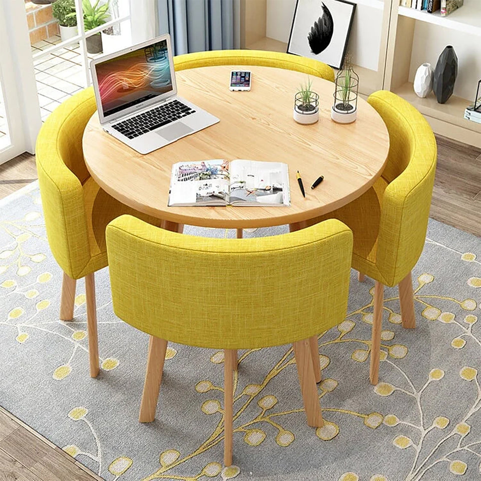 Minimalist Reception Round Table with 4 Chairs Set For Office & Cafe JDZH-2078