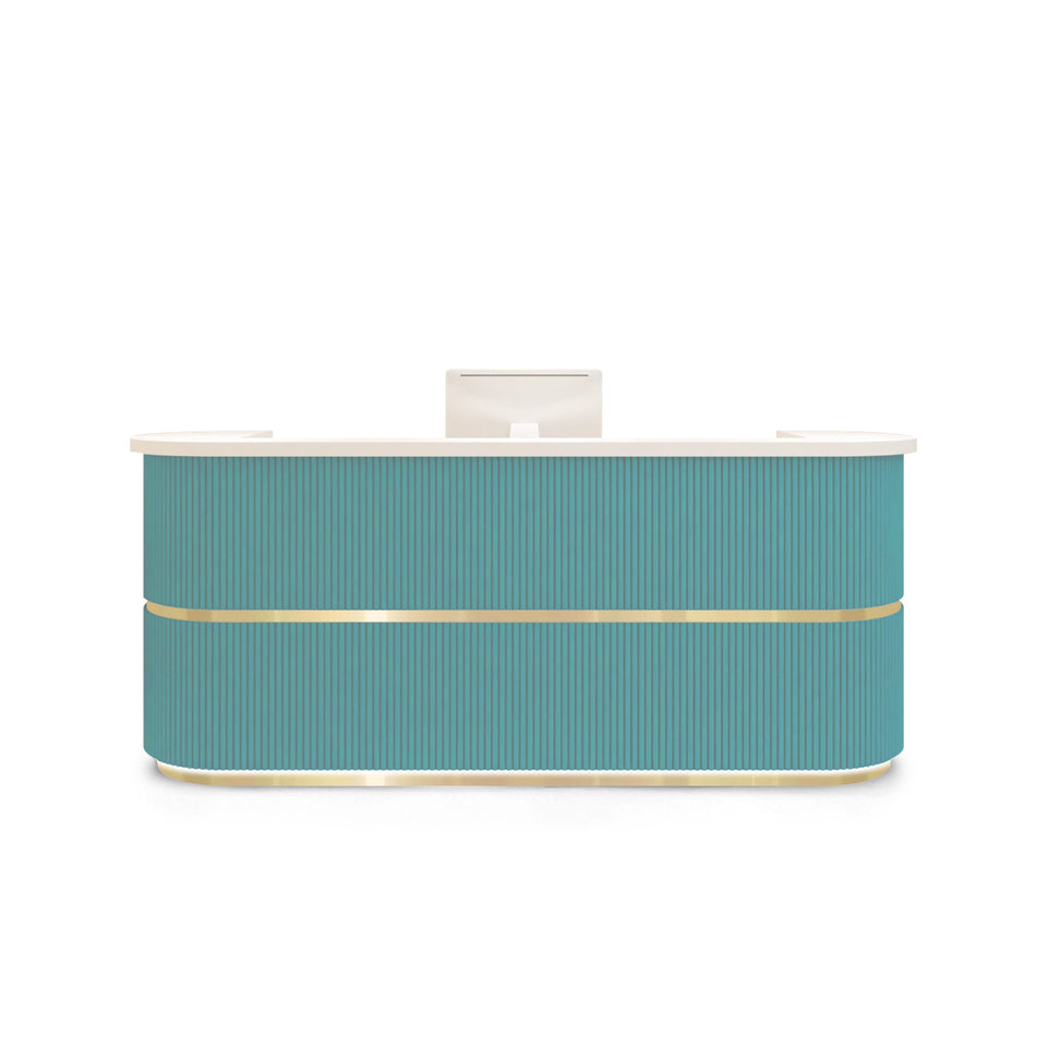 Curved Fully Assembled Reception Desk with LED Lights for Clothing Store JDT-7190