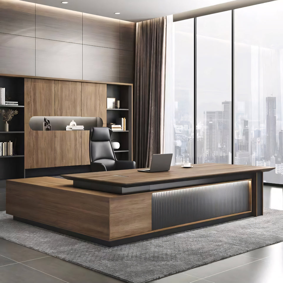 Elegant Modern Executive Desk with Large Side Cabinet LBZ-10169