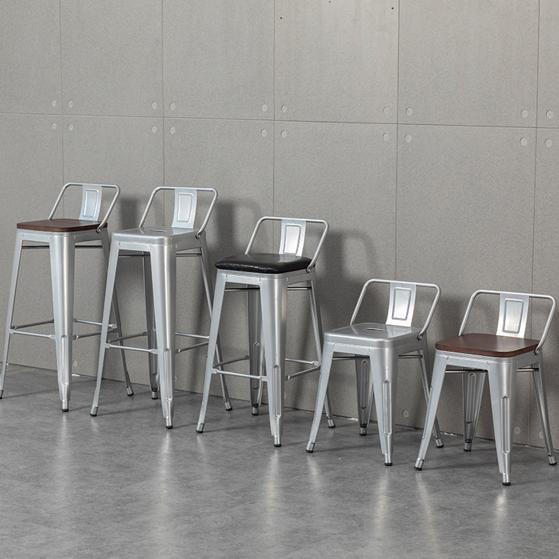 Modern Metal and Wood Bar Stool with Backrest Commercial Use BTZ-006