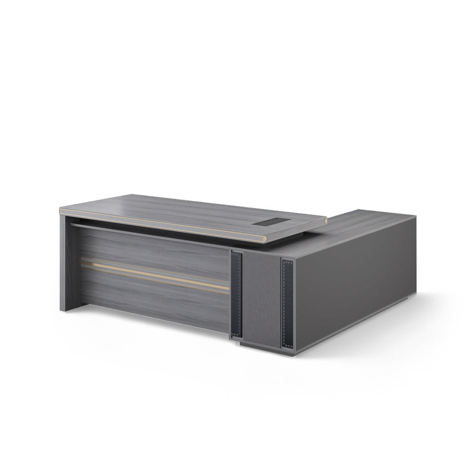 Upscale Gray Executive Desk with Large Side Cabinet LBZ-2059