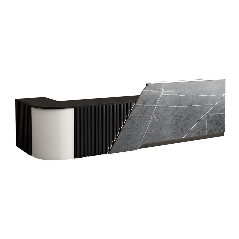 Modern L-Shaped Reception Desk with Storage Cabinet for Office Reception Area JDT-2248