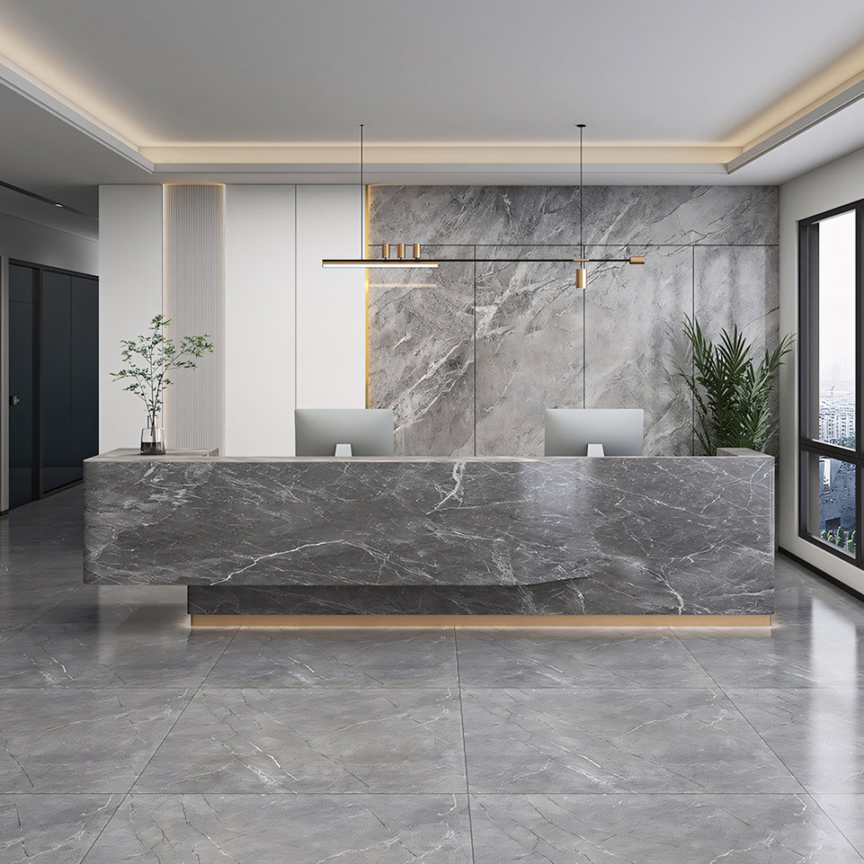 Irregular Reception Desk with Marble Grain for Hotel Lobby JDT-2159