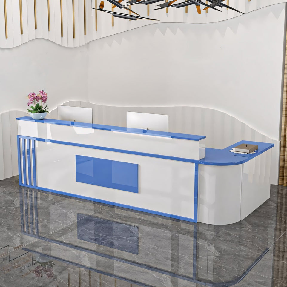 (In Stock) Marble-Effect Lacquered Corner Checkout Reception Desk JDT-1069