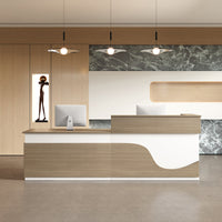 Modern Wood Grain Color Reception Desk with Drawer for Office Front Counter JDT-2192